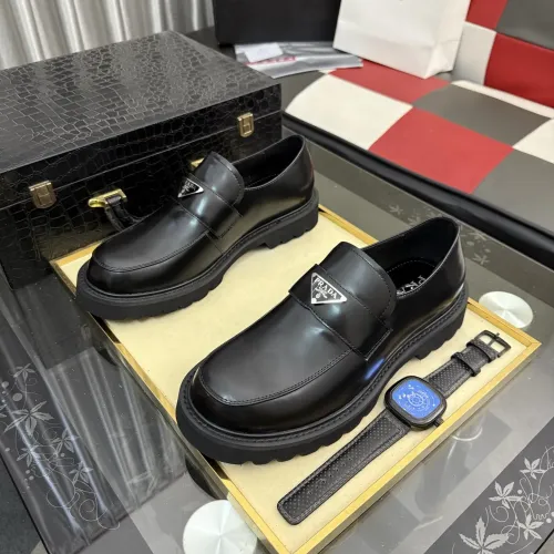 Wholesale Prada Leather Shoes For Men #1443343 $115.00 USD, Wholesale Quality Replica Prada Leather Shoes