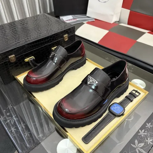 Wholesale Prada Leather Shoes For Men #1443344 $115.00 USD, Wholesale Quality Replica Prada Leather Shoes