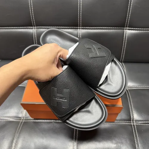 Replica Hermes Slippers For Men #1443408 $56.00 USD for Wholesale