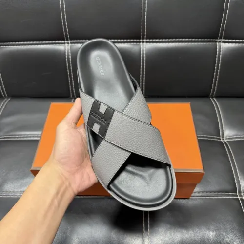 Replica Hermes Slippers For Men #1443415 $56.00 USD for Wholesale