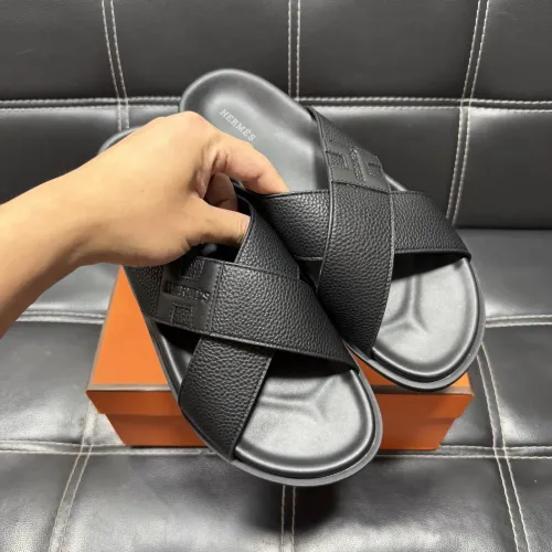 Replica Hermes Slippers For Men #1443418 $56.00 USD for Wholesale