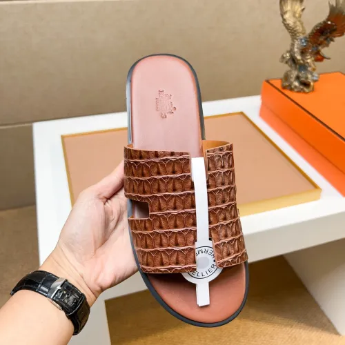 Replica Hermes Slippers For Men #1443476 $48.00 USD for Wholesale