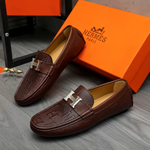 Wholesale Hermes Leather Shoes For Men #1443597 $80.00 USD, Wholesale Quality Replica Hermes Leather Shoes