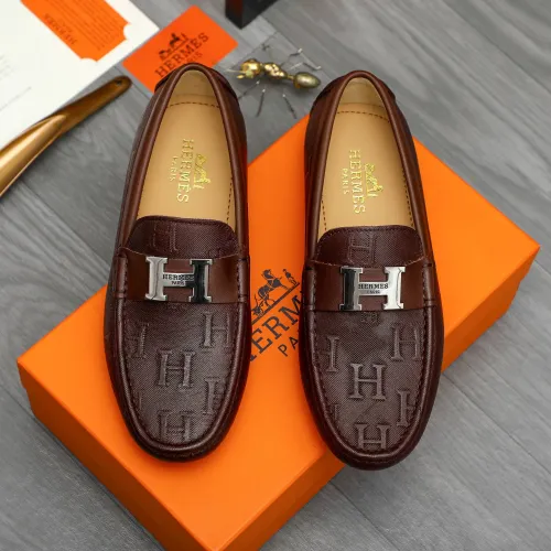 Replica Hermes Leather Shoes For Men #1443597 $80.00 USD for Wholesale