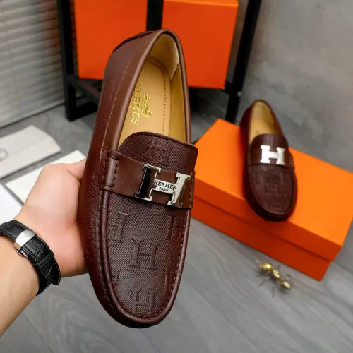 Replica Hermes Leather Shoes For Men #1443597 $80.00 USD for Wholesale