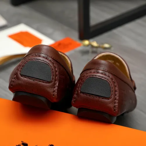 Replica Hermes Leather Shoes For Men #1443597 $80.00 USD for Wholesale