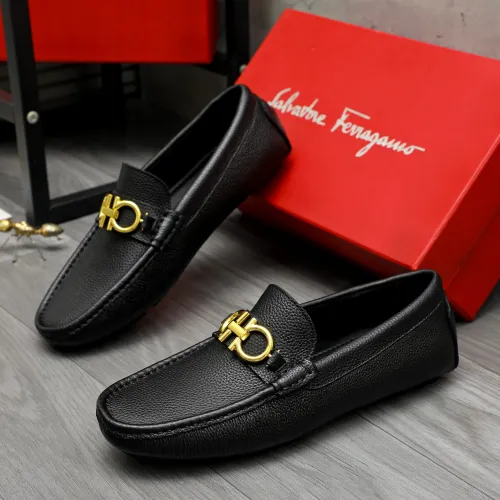 Replica Salvatore Ferragamo Leather Shoes For Men #1443634 $80.00 USD for Wholesale
