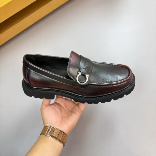 Replica Salvatore Ferragamo Leather Shoes For Men #1443643 $155.00 USD for Wholesale