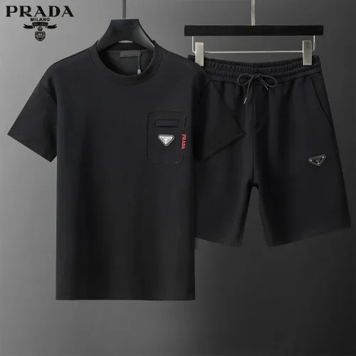 Wholesale Prada Tracksuits Short Sleeved For Men #1444871 $80.00 USD, Wholesale Quality Replica Prada Tracksuits