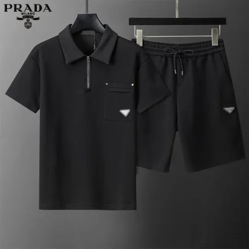 Wholesale Prada Tracksuits Short Sleeved For Men #1444872 $80.00 USD, Wholesale Quality Replica Prada Tracksuits