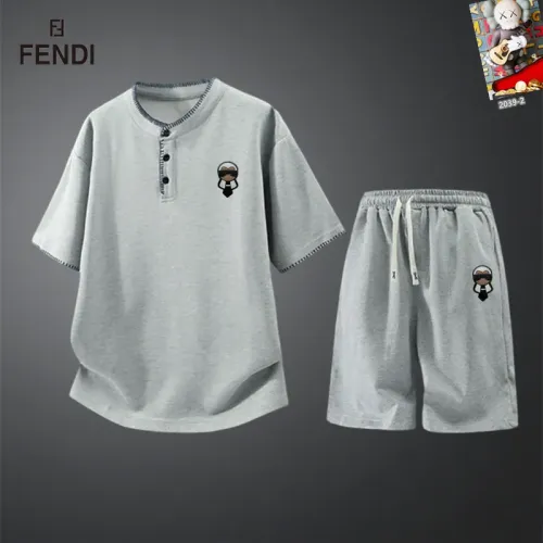 Wholesale Fendi Tracksuits Short Sleeved For Men #1444911 $56.00 USD, Wholesale Quality Replica Fendi Tracksuits