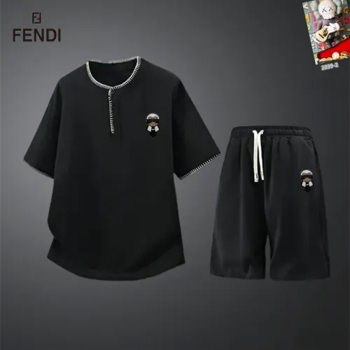 Wholesale Fendi Tracksuits Short Sleeved For Men #1444913 $56.00 USD, Wholesale Quality Replica Fendi Tracksuits