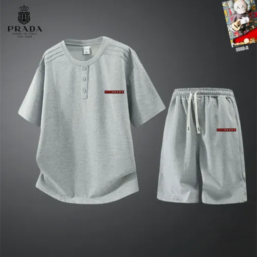Wholesale Prada Tracksuits Short Sleeved For Men #1444927 $56.00 USD, Wholesale Quality Replica Prada Tracksuits