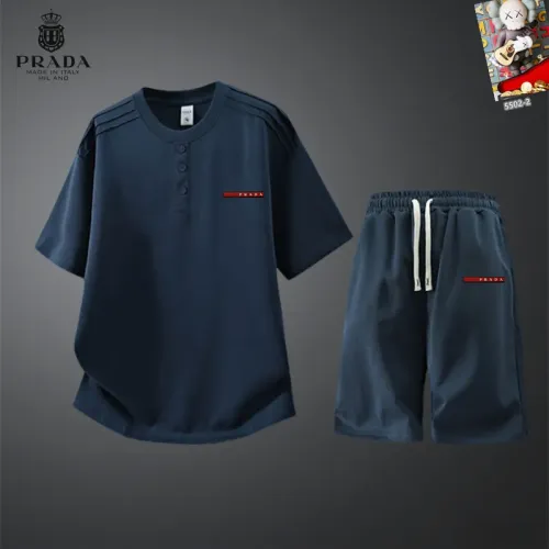 Wholesale Prada Tracksuits Short Sleeved For Men #1444928 $56.00 USD, Wholesale Quality Replica Prada Tracksuits