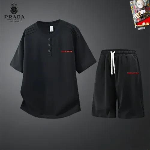 Wholesale Prada Tracksuits Short Sleeved For Men #1444929 $56.00 USD, Wholesale Quality Replica Prada Tracksuits