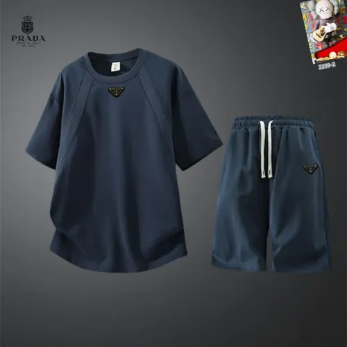 Wholesale Prada Tracksuits Short Sleeved For Men #1444940 $56.00 USD, Wholesale Quality Replica Prada Tracksuits