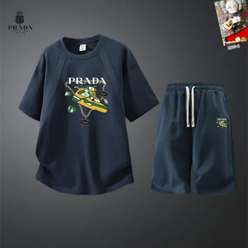 Wholesale Prada Tracksuits Short Sleeved For Men #1444961 $56.00 USD, Wholesale Quality Replica Prada Tracksuits