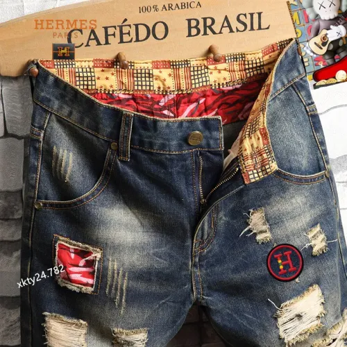 Replica Hermes Jeans For Men #1445513 $40.00 USD for Wholesale