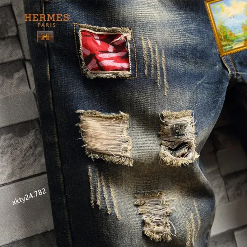 Replica Hermes Jeans For Men #1445513 $40.00 USD for Wholesale