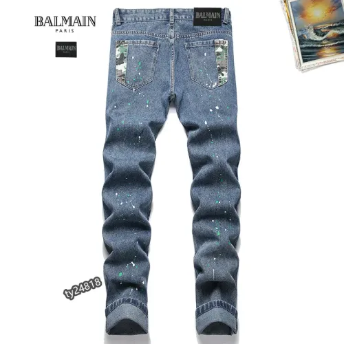 Replica Balmain Jeans For Men #1450916 $48.00 USD for Wholesale