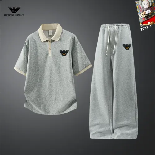 Wholesale Armani Tracksuits Short Sleeved For Men #1450942 $60.00 USD, Wholesale Quality Replica Armani Tracksuits