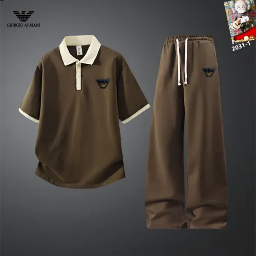Wholesale Armani Tracksuits Short Sleeved For Men #1450943 $60.00 USD, Wholesale Quality Replica Armani Tracksuits