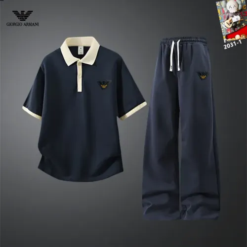 Wholesale Armani Tracksuits Short Sleeved For Men #1450944 $60.00 USD, Wholesale Quality Replica Armani Tracksuits