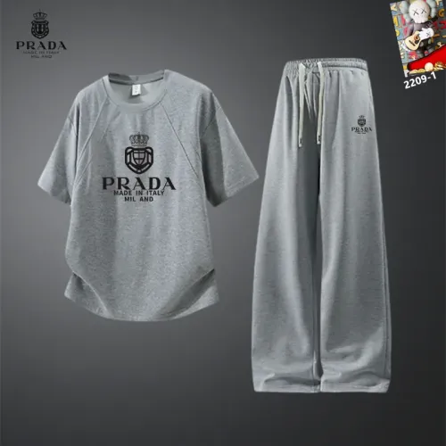 Wholesale Prada Tracksuits Short Sleeved For Men #1450967 $60.00 USD, Wholesale Quality Replica Prada Tracksuits