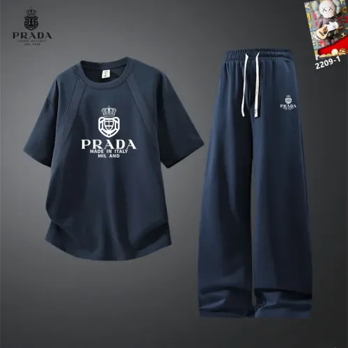 Wholesale Prada Tracksuits Short Sleeved For Men #1450968 $60.00 USD, Wholesale Quality Replica Prada Tracksuits