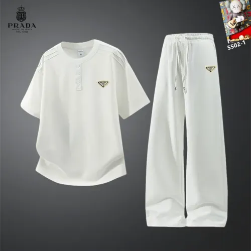 Wholesale Prada Tracksuits Short Sleeved For Men #1450986 $60.00 USD, Wholesale Quality Replica Prada Tracksuits