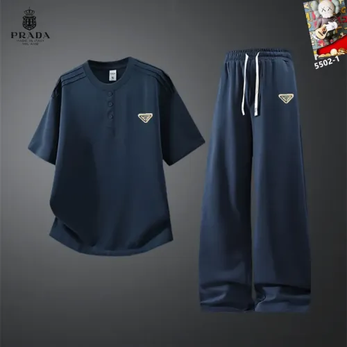 Wholesale Prada Tracksuits Short Sleeved For Men #1450987 $60.00 USD, Wholesale Quality Replica Prada Tracksuits
