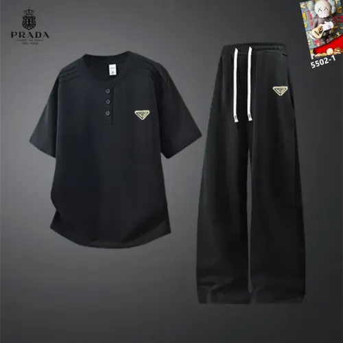 Wholesale Prada Tracksuits Short Sleeved For Men #1450988 $60.00 USD, Wholesale Quality Replica Prada Tracksuits