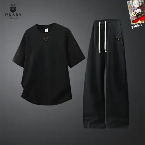 Wholesale Prada Tracksuits Short Sleeved For Men #1450992 $60.00 USD, Wholesale Quality Replica Prada Tracksuits