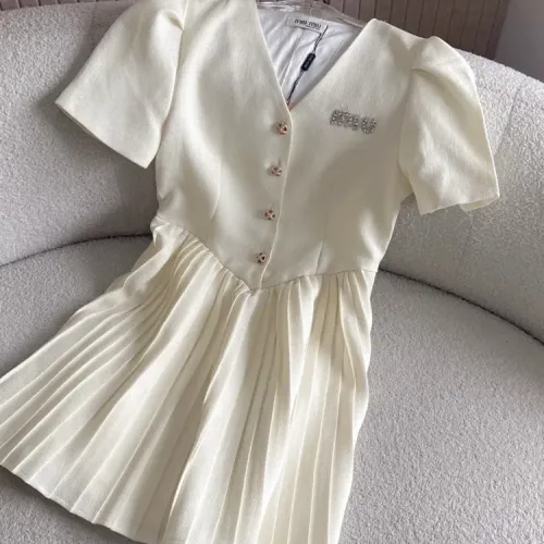 Replica MIU MIU Dresses Short Sleeved For Women #1452535 $80.00 USD for Wholesale