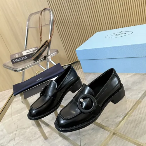 Wholesale Prada Leather Shoes For Women #1453198 $100.00 USD, Wholesale Quality Replica Prada Leather Shoes