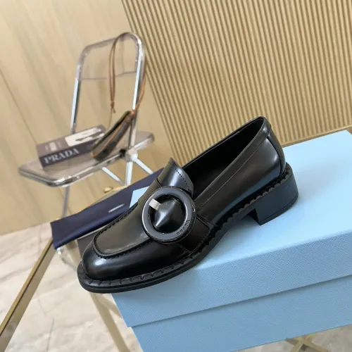 Replica Prada Leather Shoes For Women #1453198 $100.00 USD for Wholesale