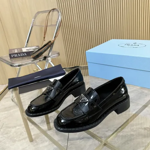 Wholesale Prada Leather Shoes For Women #1453201 $100.00 USD, Wholesale Quality Replica Prada Leather Shoes