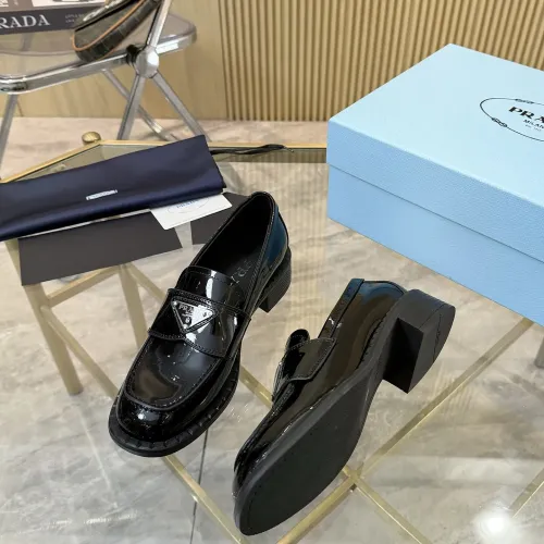 Replica Prada Leather Shoes For Women #1453201 $100.00 USD for Wholesale