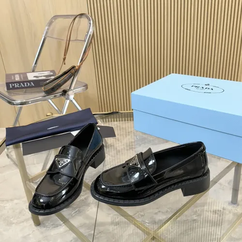 Replica Prada Leather Shoes For Women #1453201 $100.00 USD for Wholesale