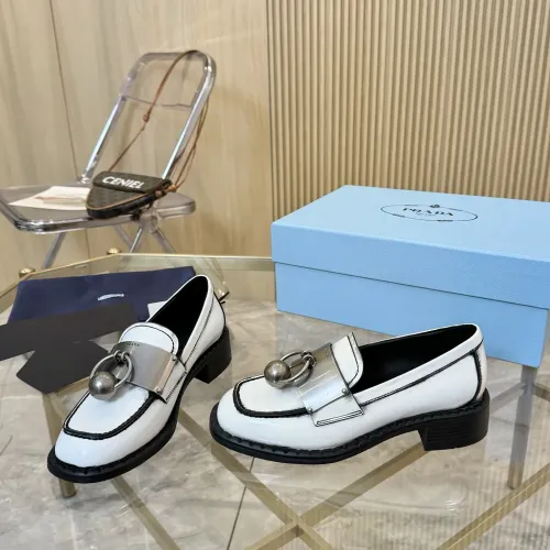 Wholesale Prada Leather Shoes For Women #1453202 $105.00 USD, Wholesale Quality Replica Prada Leather Shoes