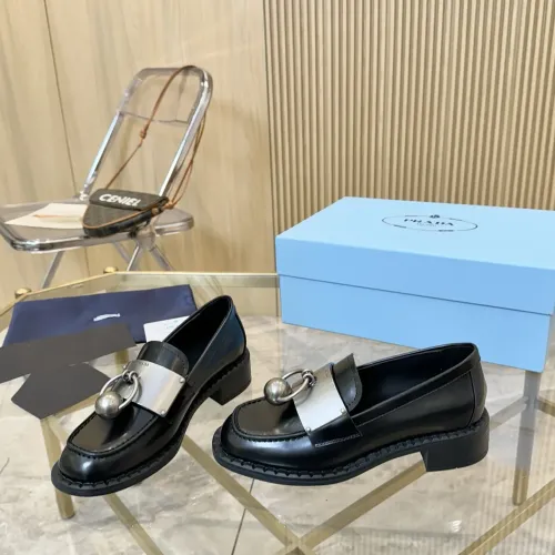 Wholesale Prada Leather Shoes For Women #1453203 $105.00 USD, Wholesale Quality Replica Prada Leather Shoes