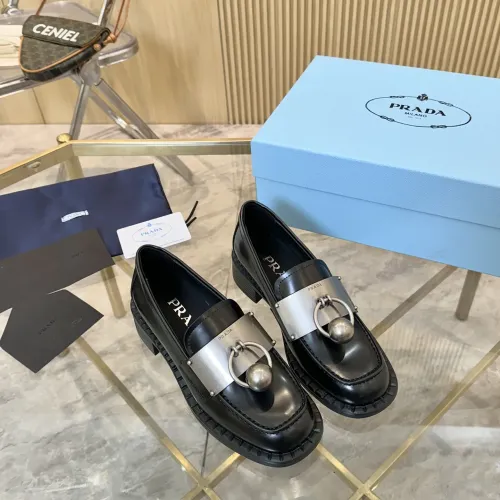Replica Prada Leather Shoes For Women #1453203 $105.00 USD for Wholesale