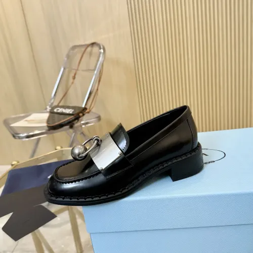 Replica Prada Leather Shoes For Women #1453203 $105.00 USD for Wholesale