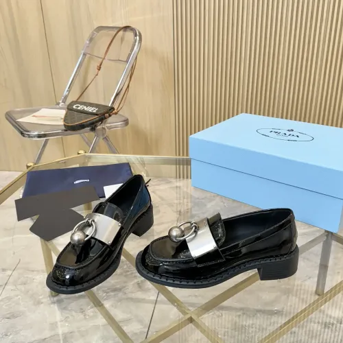 Wholesale Prada Leather Shoes For Women #1453204 $105.00 USD, Wholesale Quality Replica Prada Leather Shoes