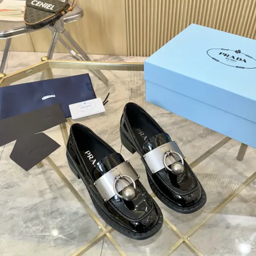 Replica Prada Leather Shoes For Women #1453204 $105.00 USD for Wholesale