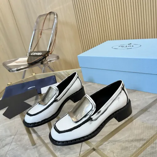 Wholesale Prada Leather Shoes For Women #1453208 $105.00 USD, Wholesale Quality Replica Prada Leather Shoes