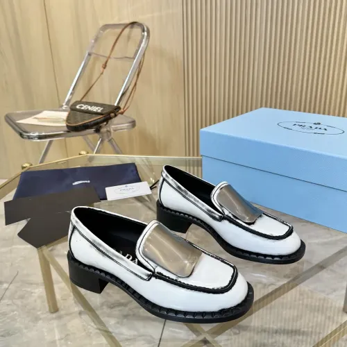 Replica Prada Leather Shoes For Women #1453208 $105.00 USD for Wholesale