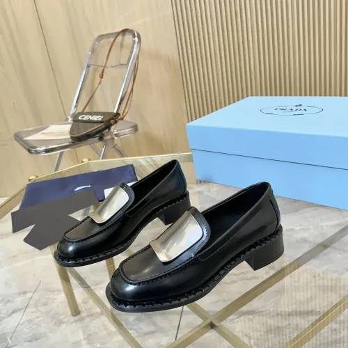 Wholesale Prada Leather Shoes For Women #1453210 $105.00 USD, Wholesale Quality Replica Prada Leather Shoes