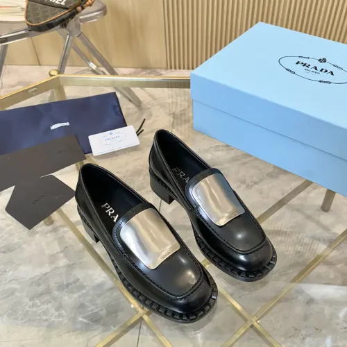 Replica Prada Leather Shoes For Women #1453210 $105.00 USD for Wholesale