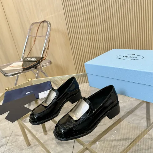 Wholesale Prada Leather Shoes For Women #1453211 $105.00 USD, Wholesale Quality Replica Prada Leather Shoes